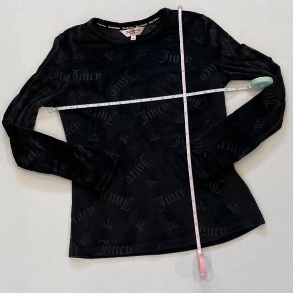 Juicy Couture Sleepwear Black Velour Long Sleeve Embossed Logo Top, Stretch, M - Picture 6 of 8